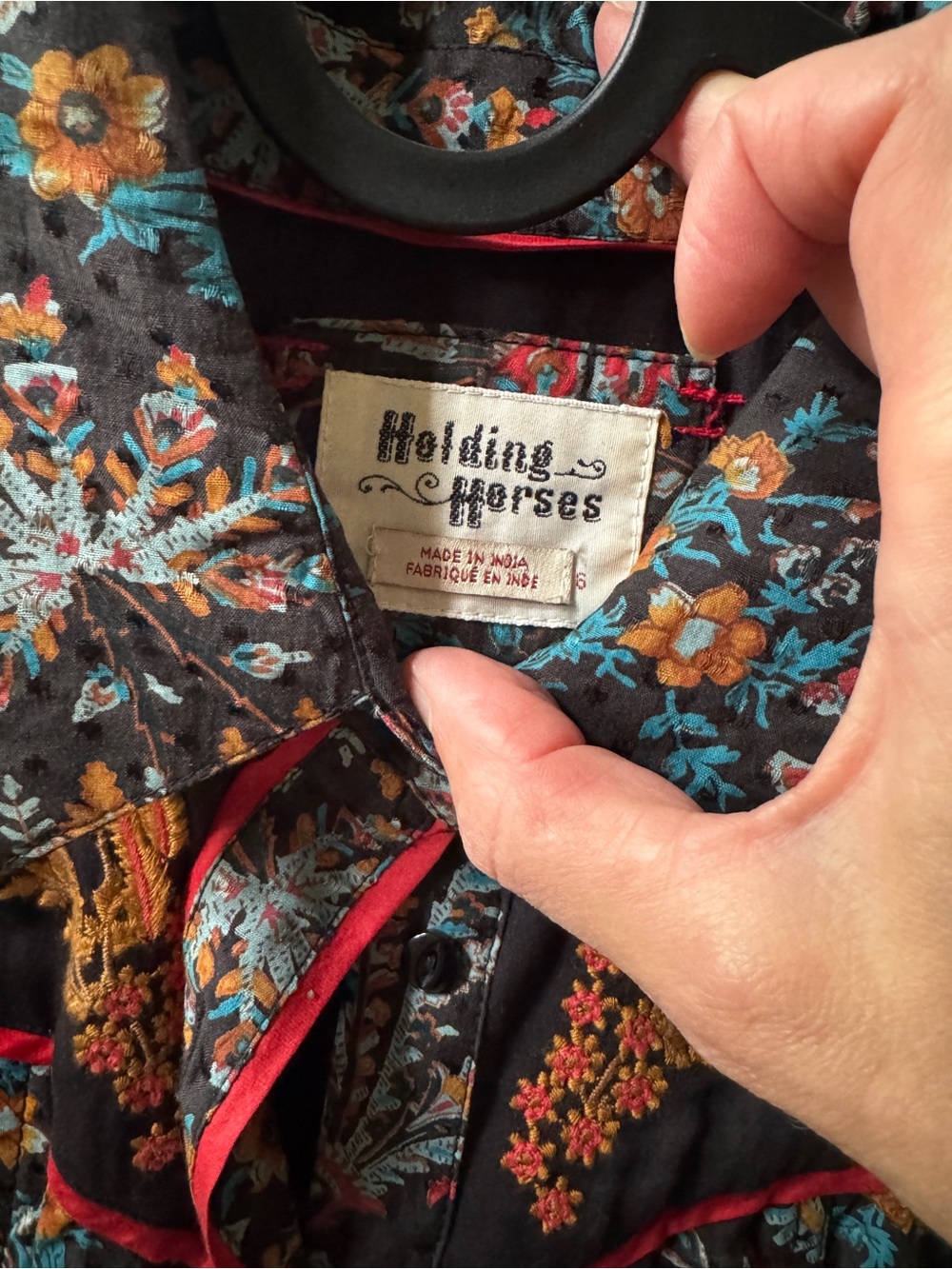 HOLDING HORSES Black Floral Dress